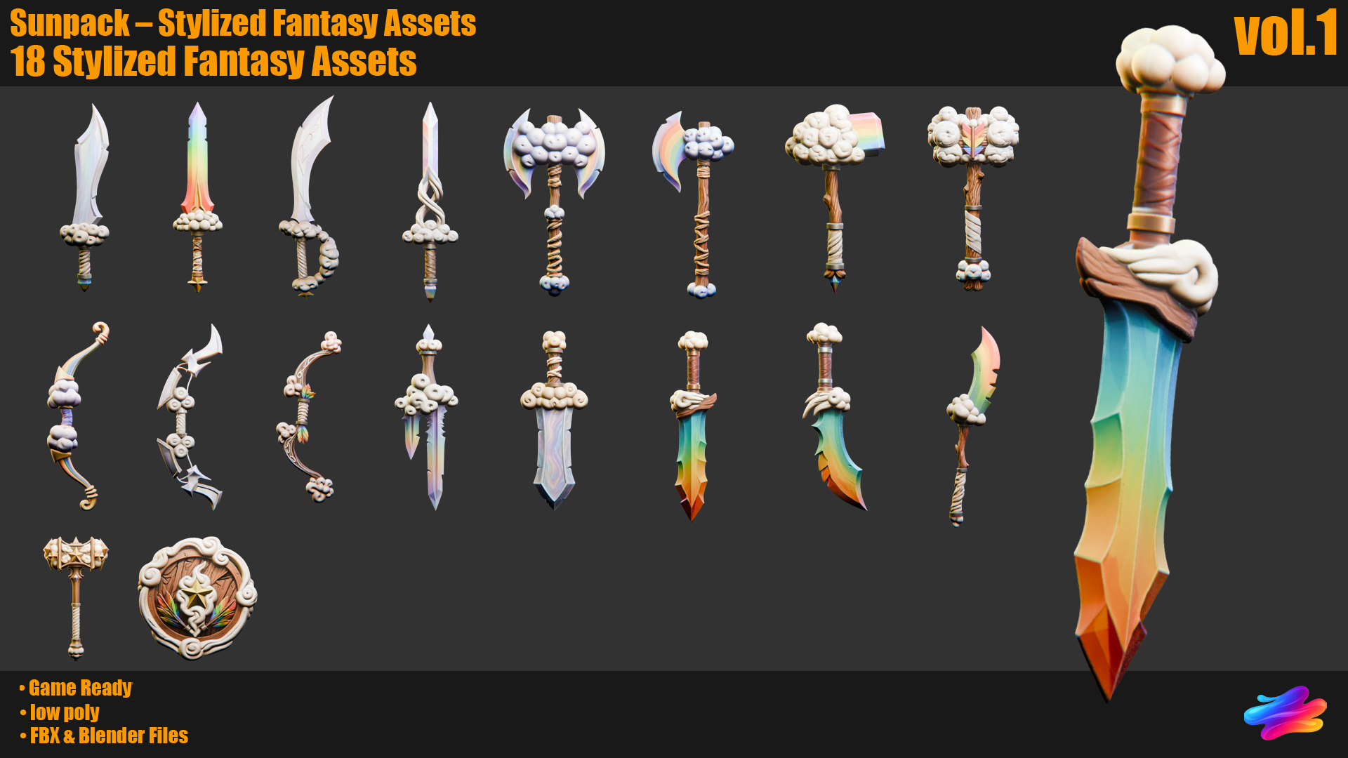 Sunpack Vol. 1 · 18 Stylized Fantasy Assets